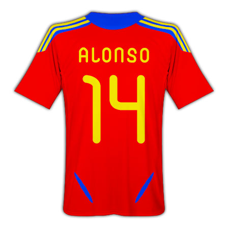 2011-12 Spain Home Football Shirt (Alonso 14)