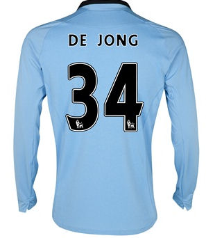 2012-13 Man City Long Sleeve Home Shirt (de Jong 34)