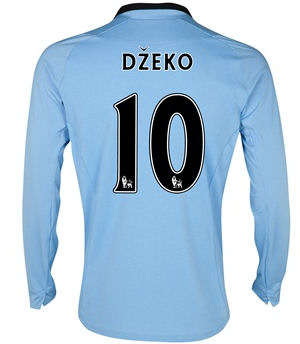 2012-13 Man City Long Sleeve Home Shirt (Dzeko 10)