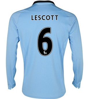 2012-13 Man City Long Sleeve Home Shirt (Lescott 6)