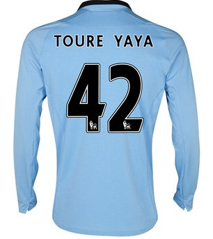 2012-13 Man City Long Sleeve Home Shirt (Toure Yaya 42)