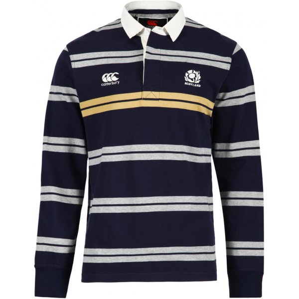 2012-13 Scotland LS Striped Rugby Shirt (Navy)