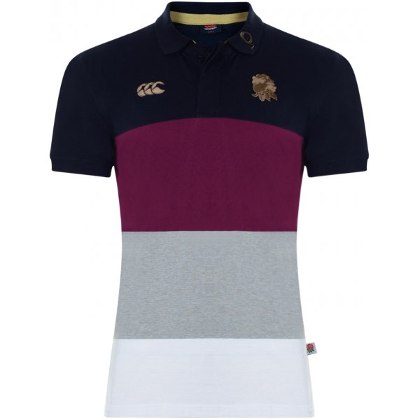 2012-13 England Stripe Rugby Polo Shirt (Black-Purple)
