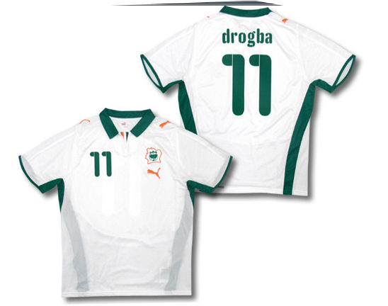 08-09 Ivory Coast away (with official Didier Drogba printing)