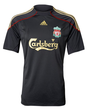 Order the new 2009-10 Liverpool away football shirt, manufactured by Adidas. Available with official printing from Torres, Gerrard or your own name. Adult and junior sizes. Short and long sleeves. <b>BUY NOW</b>